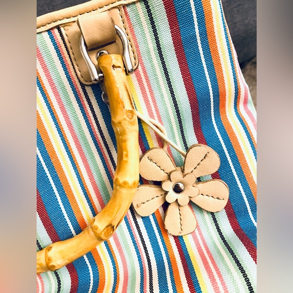 Bamboo Handle Relic Stripped Purse/Tote - Picture 6 of 8